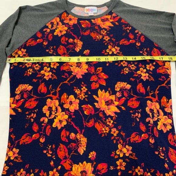 LuLaRoe floral, hard to find, Randy Baseball shirt, XS blue and orange print top - Picture 4 of 10